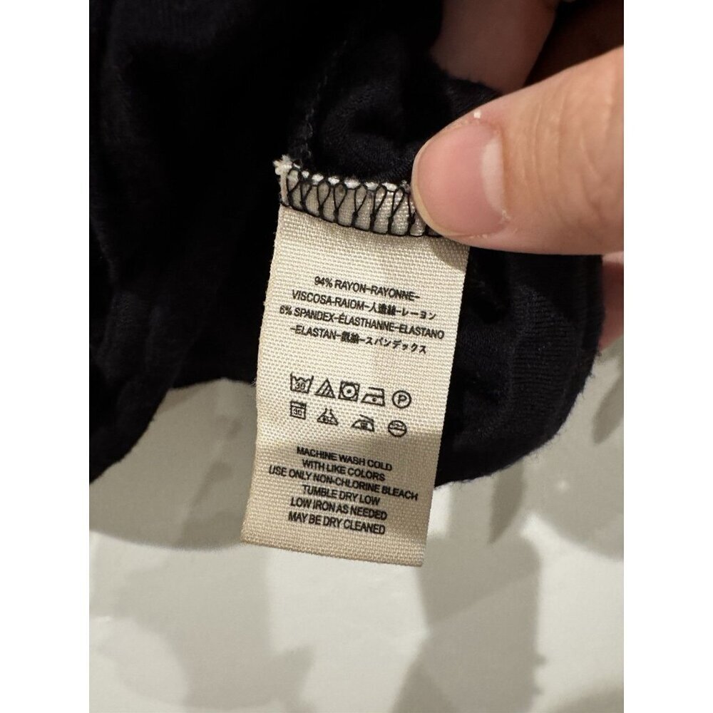 Free People Women’s Top Small ‘Keepin On Tie’ Sleeve Tee Black Button Front Boho - Picture 9 of 10